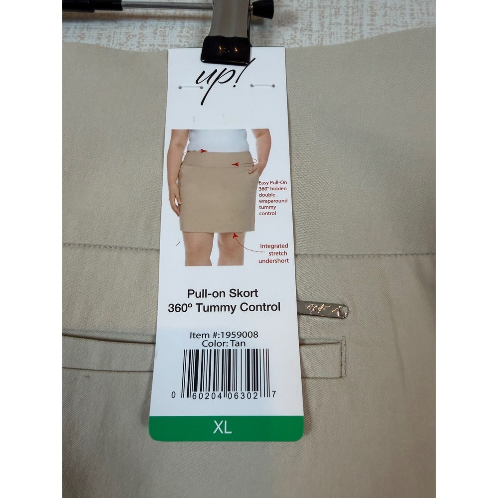 NWT Up! 360 Tummy Control Skort Tan Pull On Stretch Golf Skirt •XL• Golfcore